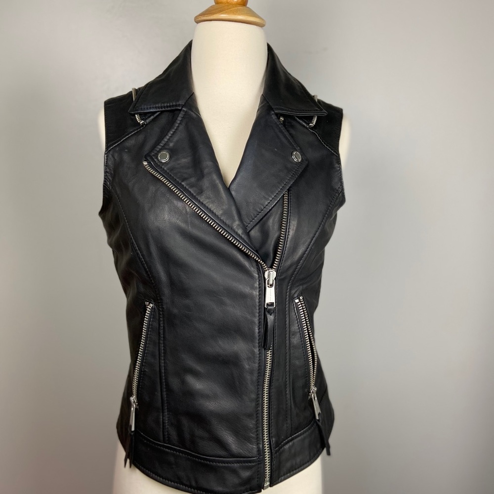 ANDREW MARC Emmy Leather Convertible Jacket Sz XS - Picture 7 of 8